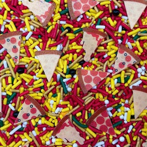 Pizza Party - Edible Candy Sprinkles (w/ Wafers) for Cakes, Cupcakes, Cookies, Wedding, Birthday, Party Favors, Decorations