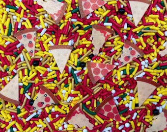 Pizza Party - Edible Candy Sprinkles (w/ Wafers) for Cakes, Cupcakes, Cookies, Wedding, Birthday, Party Favors, Decorations