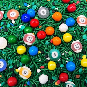 Billiard Balls Candy Sprinkle Mix: W/ Edible Wafer Images for Cakes, Cupcakes, Cookies, Frosted Desserts