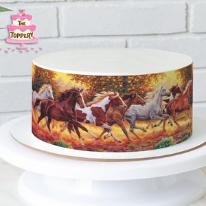 Horses - Edible Cake Wrap Strips (4&quot; Tall) - Icing Image Decoration (Choose From Drop-Down Menu)