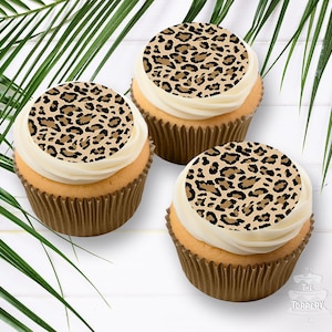 Cheetah Leopard Animal Print - Precut Edible Icing Toppers for Cupcakes, Cookies, Cake Pops, Lollipops, Birthday, Baby, Wedding, Party Favor