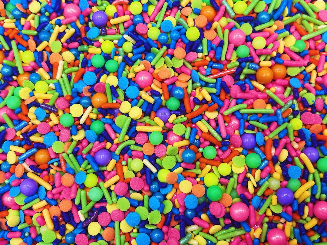 Neon Rainbow Edible Candy Sprinkles for Cakes, Cupcakes, Cookies