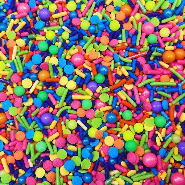 Neon Rainbow - Edible Candy Sprinkles for Cakes, Cupcakes, Cookies, Wedding, Birthday, Party Favors, Decorations