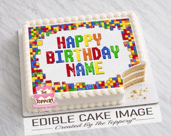 Building Blocks Edible Cake Topper – Personalized Birthday Icing Sheet Decoration