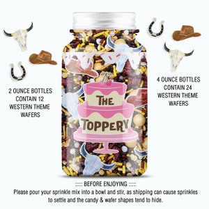 Life's Better On The Ranch Edible Western Candy Sprinkle Mix w/ wafer images for Cakes, Cupcakes, Birthday, Party Favors, Decorations image 2