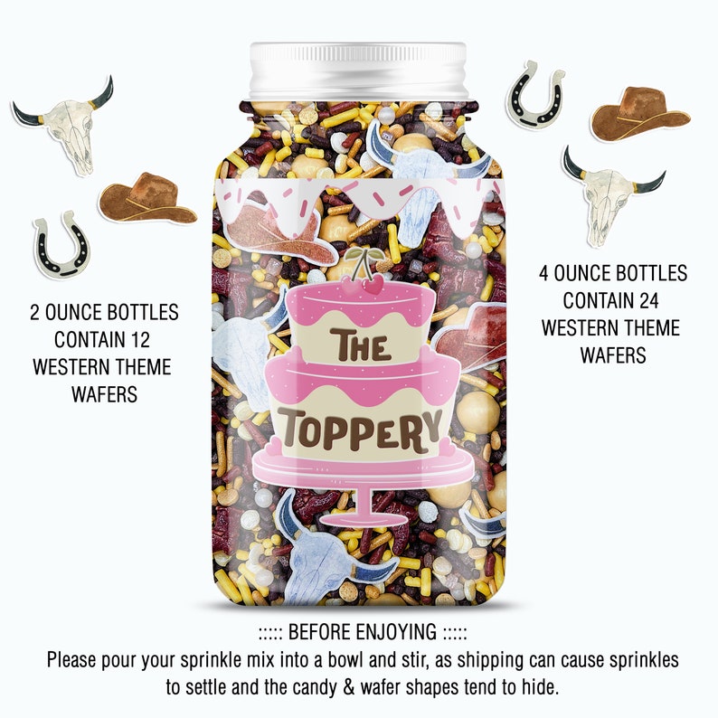 Life's Better On The Ranch Edible Western Candy Sprinkle Mix w/ wafer images for Cakes, Cupcakes, Birthday, Party Favors, Decorations image 2