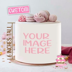 Edible Custom 6" Tall ICING Cake Wrap, Add Your Own Photo, For 4", 5", 6", 7", 8" Round Cake, Your Theme or Logo (Choose In Drop-Down Menu)