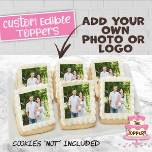 Custom Rectangle - Edible Icing Toppers, Add Your Own Photo, Theme or Logo, For Rice Krispy Treats, Cake Topper, Cupcake, Cookie, Brownies