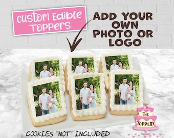 Custom Rectangle - Edible Icing Toppers, Add Your Own Photo, Theme or Logo, For Rice Krispy Treats, Cake Topper, Cupcake, Cookie, Brownies