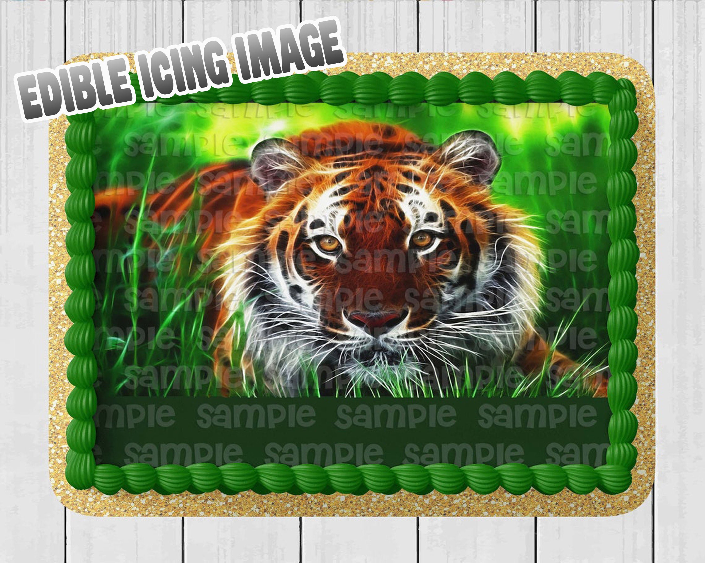 Tiger Edible Cake Topper Icing Frosting Image Birthday Baby Etsy
