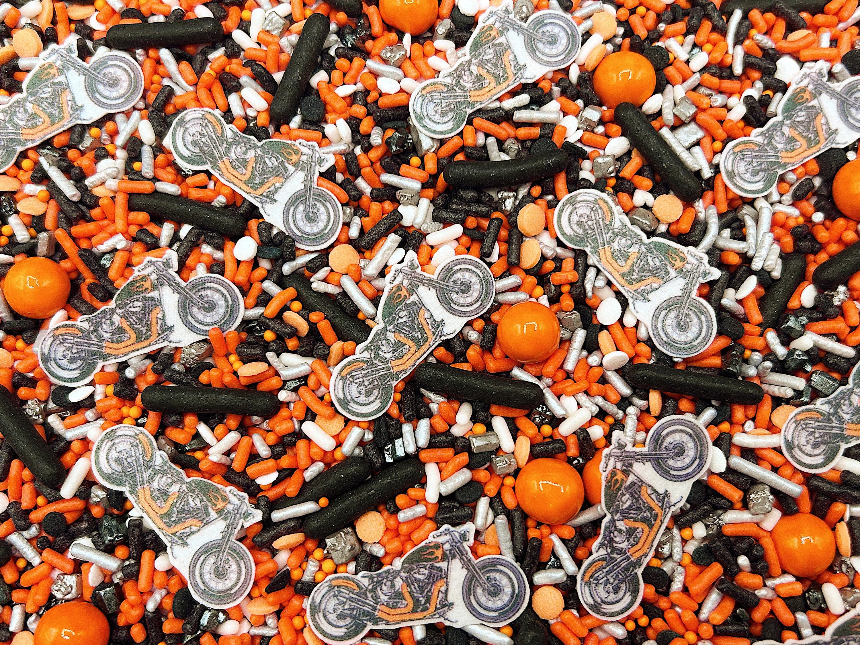 Motorcycle Candy Sprinkle Mix: With Edible Wafer Images, Cake