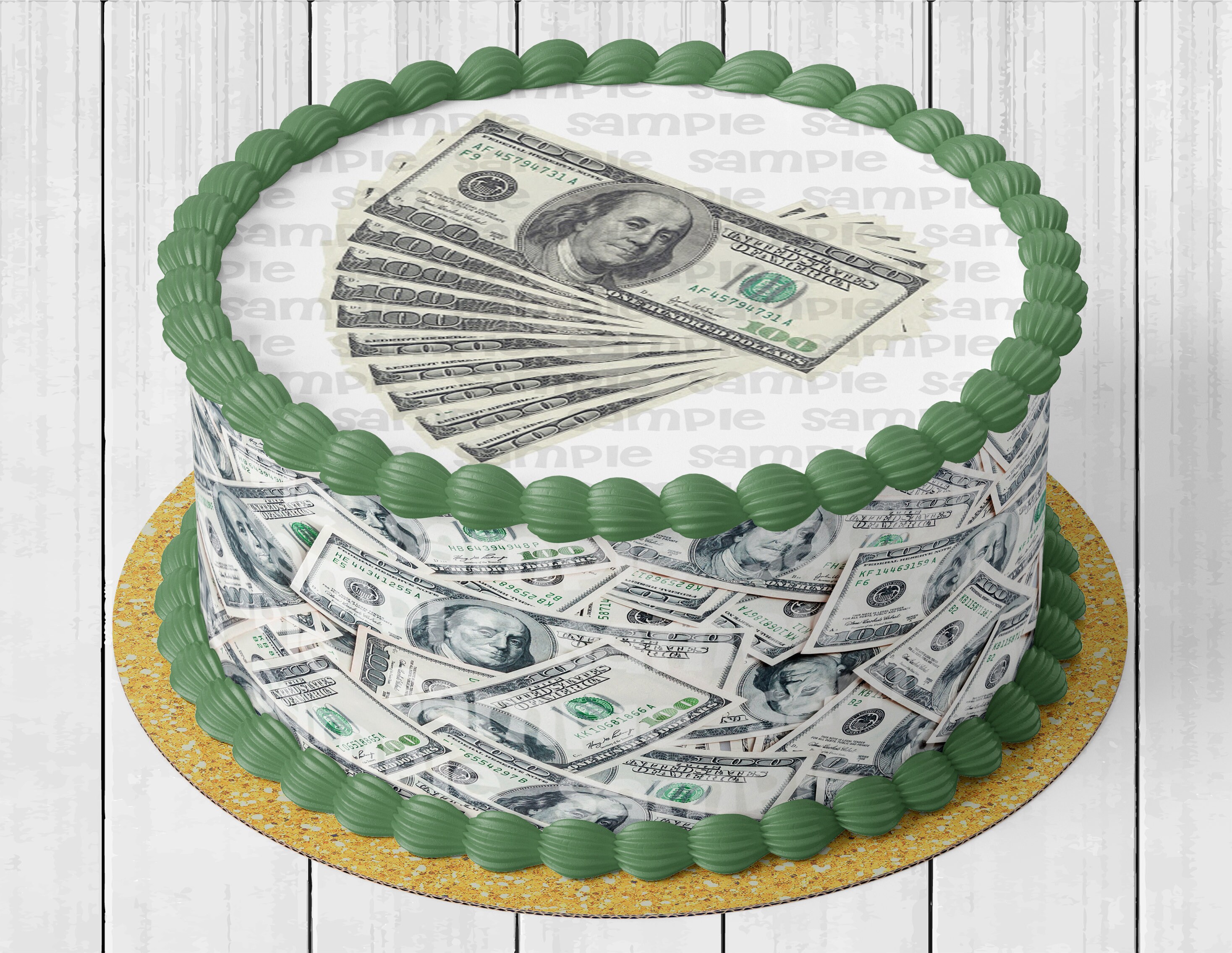 Money 100 Dollar Bills Edible Cake Wraps Round Cake Topper | Etsy