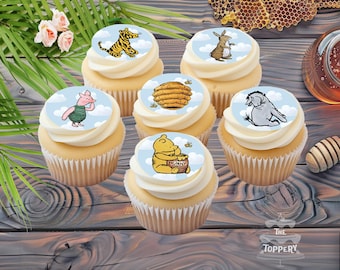 Winnie The Pooh - Precut Edible Icing Toppers for Cupcakes, Cookies, Macarons, Suckers, Birthday, Baby, Wedding, Sugar Image, Party Treats