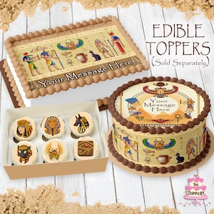 Ancient Egypt - Edible ICING Toppers, Round, Rectangle, Cake Wrap Strips, Cookie, Cupcake, Chocolate, Strawberry, Macaron, Birthday, Decor
