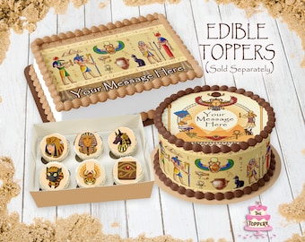 Ancient Egypt - Edible Round Rectangle Cake Wraps Toppers Cookie Cupcake Chocolate Strawberry Macaron Birthday Decoration