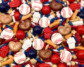 Little Slugger Baseball Candy Sprinkles Mix - Red, White & Blue - Sports Party Decorations