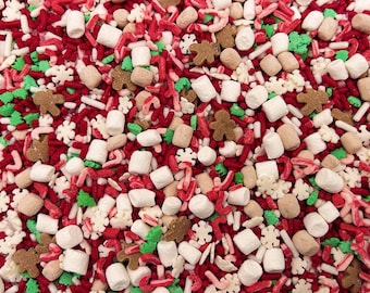 Christmas Cocoa - Edible Candy Shapes Holiday Sprinkle Mix for Cakes, Cupcakes, Cookies, Baby, Wedding, Party Favors, Decoration