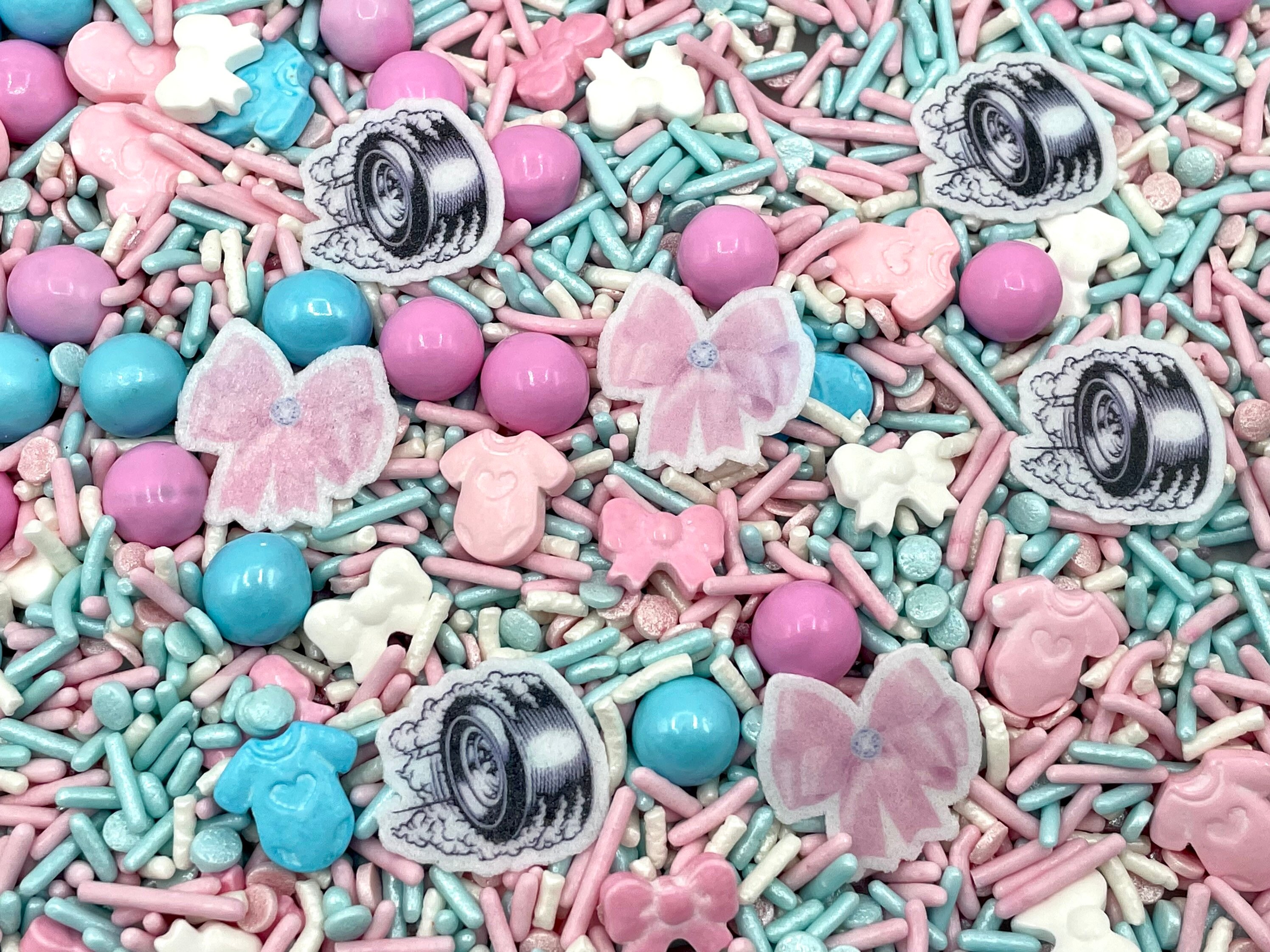 Burnouts or Bows Gender Reveal Edible Candy Shapes Sprinkle Etsy