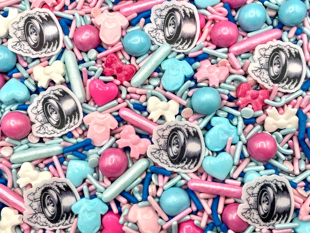 Burnouts or Bows Gender Reveal Edible Candy Shapes Sprinkle Etsy