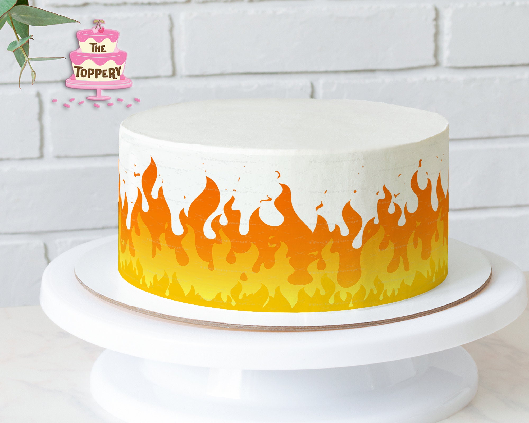 Flames - Edible Cake Wrap Strips (4” Tall) - Fireman Fire Fighter Truck Icing Image Decoration (Choose From Drop-Down Menu)