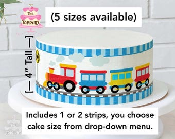 Train - Edible Cake Wrap Strips (4" Tall) - Icing Image Decoration