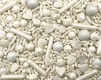 Pearlized White Edible Sprinkle Mix: Wedding, Bridal, Baby Cakes, Party Decorations