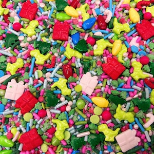 Dino-Mite Christmas - Edible Candy Shapes Dinosaur Holiday Sprinkle Mix for Cake, Cupcakes, Cookies, Baby, Birthday, Party Favor, Decoration