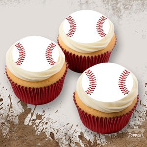 Baseball - Precut Edible Icing Toppers, Cupcakes, Cookies, Cake, Little Slugger, Lil League Game, Team Party, Sugar Sheet Image, Party Favor
