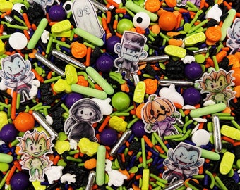 Monster Mayhem - Edible Halloween Sprinkles for cupcakes, cookies, cakes, cake pops, candy apples, etc.