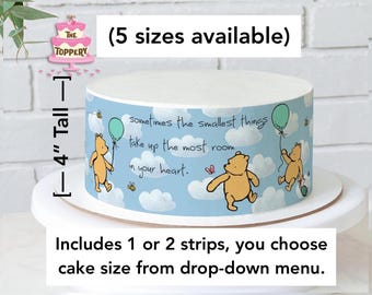 Classic Winnie The Pooh Bear, Edible (4" Tall) ICING Cake Wrap Strips, Birthday Decoration