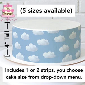 Clouds - Edible Cake Wrap Strips: Sky Birthday Decoration (4" Tall)