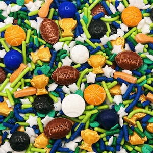 All Star - Edible Candy Shapes Sports Balls Sprinkle Mix for Cakes, Cupcakes, Cookies, Baby, Wedding, Birthday, Party Favors, Decorations
