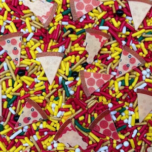 Pizza Party Candy Sprinkle Mix: Comes w/ Edible Wafer Images for Frosted Desserts