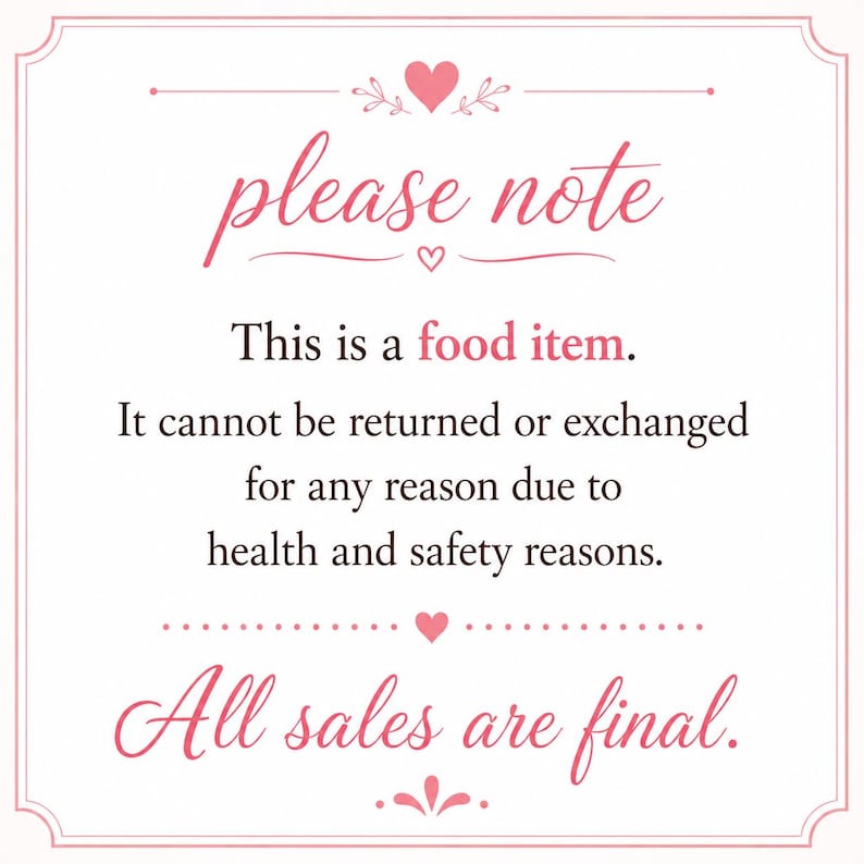 Please note this is a food item. It cannot be returned or exchanged for any reason due to health and safety reasons. All sales are final.