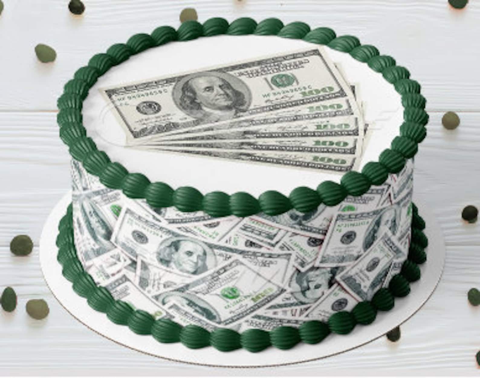 Money 100 Dollar Bills Edible Cake Wraps Round Cake Topper | Etsy
