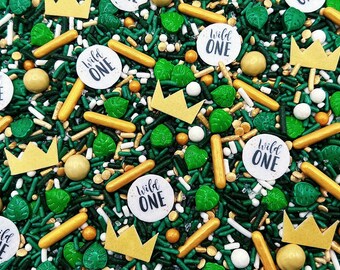 Wild One Safari Candy Sprinkle Mix: W/ Edible Wafer Images for Cakes, Frosted Desserts, Birthday