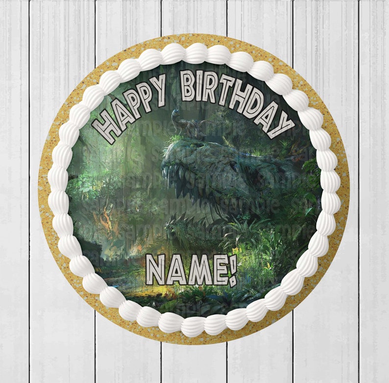 Icing Image Frosting Gender Reveal Birthday Decoration Choose From Drop-Down Menu Jurassic Dinosaurs Edible Round Cake Topper