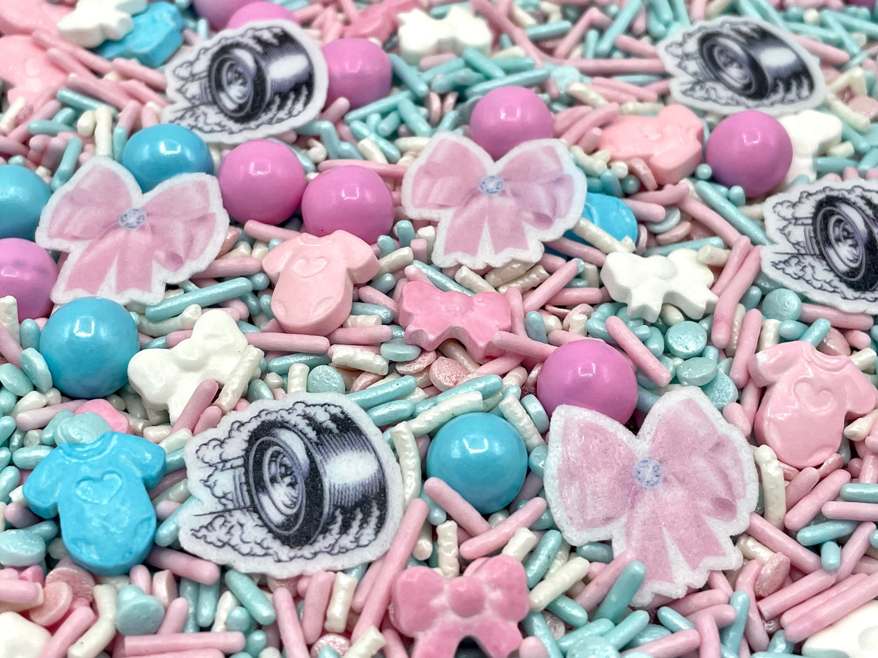 Burnouts or Bows Gender Reveal Edible Candy Shapes Sprinkle Etsy