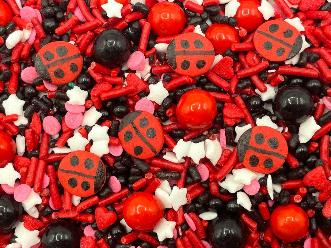 Ladybugs Edible Candy Sprinkles for Cakes, Cupcakes, Cookies, Wedding