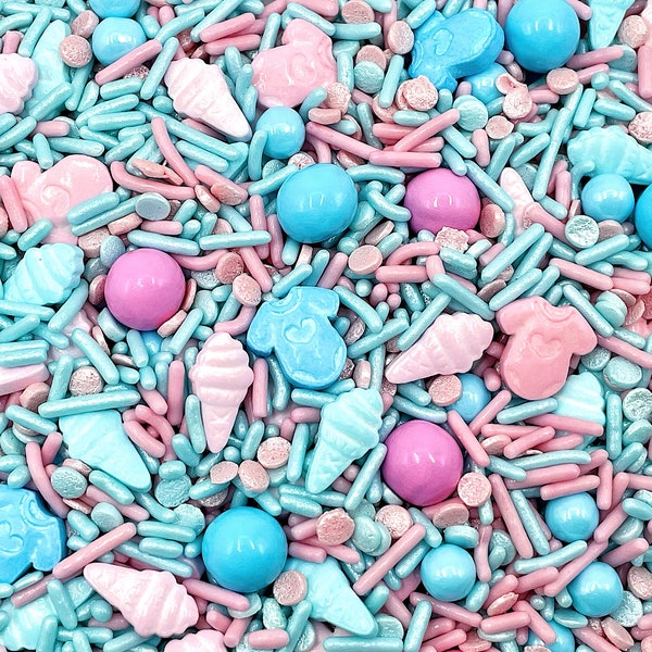 What’s The Scoop Gender Reveal - Edible Candy Shapes Sprinkle Mix for Cakes, Cupcakes, Cookies, Wedding, Baby, Party Decoration