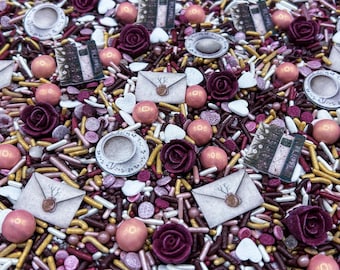 Book Smart Candy Sprinkle Mix: With Edible Wafer Images & Icing Roses for Frosted Desserts