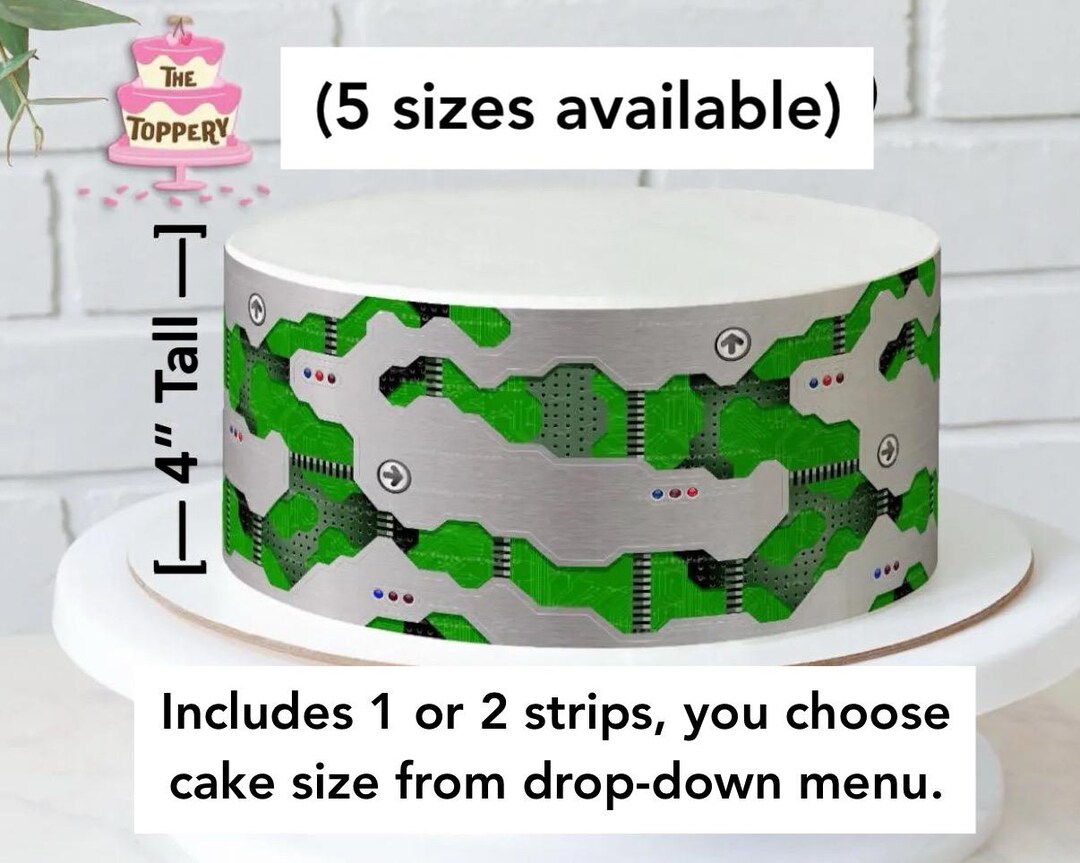 Computer Board - Edible Cake Wrap Green Icing Strips (4