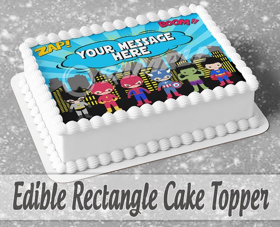 Superhero Round Edible Birthday Cake Topper Frosting Sheet Decoration