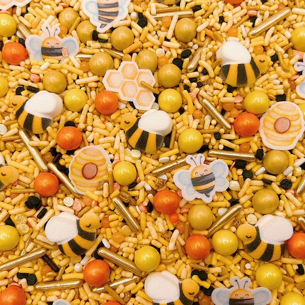 Honey Bees - Edible Candy Shapes Sprinkle Mix for Cakes, Cupcakes, Cookies, Baby, Wedding, Birthday, Party Favors, Decorations