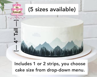 Mountain Forest - Edible Cake Wrap Icing Strips (4” Tall)
