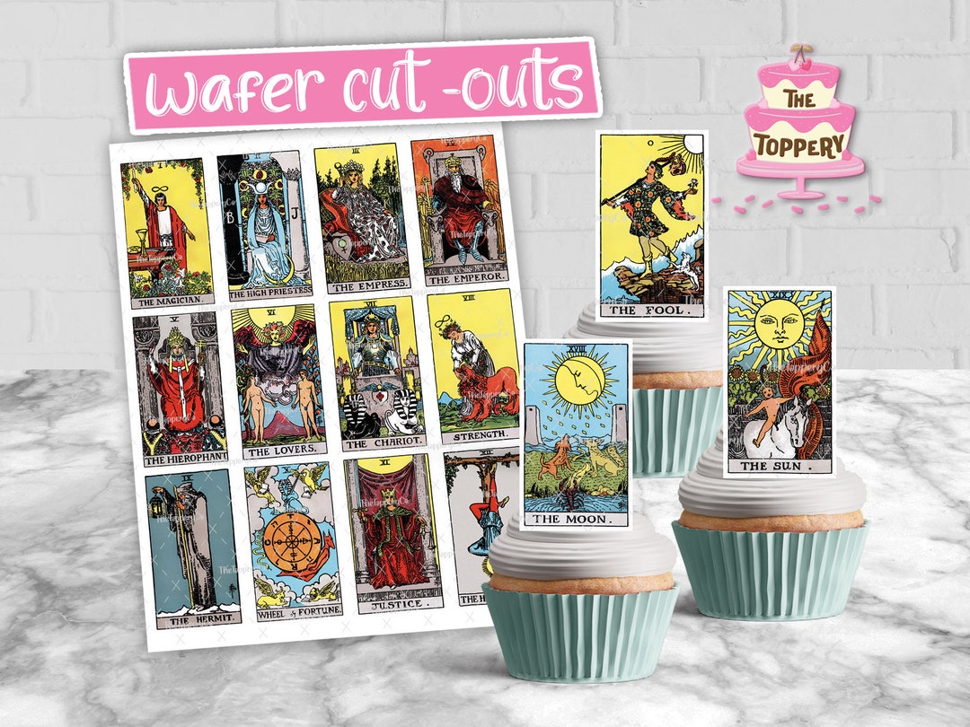 Tarot Cards Wafer Cupcake Toppers, Precut Shapes, Edible Cut Outs