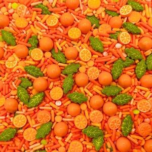 Little Cutie - Edible Candy “Oranges” Sprinkle Mix for Cakes, Cupcakes, Cookies, Baby, Wedding, Birthday, Party Favors, Fruit Decoration