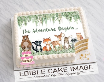 Woodland Forest Animals Edible Cake Topper – Baby Shower, Birthday Icing Sheet