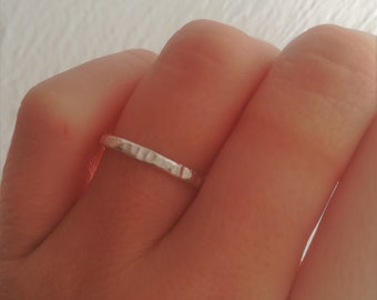 Mart Ring · Thin Sterling Silver Ring · Simple Hammered Ring