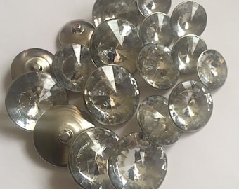 5 10 20 Silver Shank Diamante 21mm 26mm 31mm Wide Quality Buttons Shine Dresses Tops Coats Babies Blazers Shirt Sewing Craft